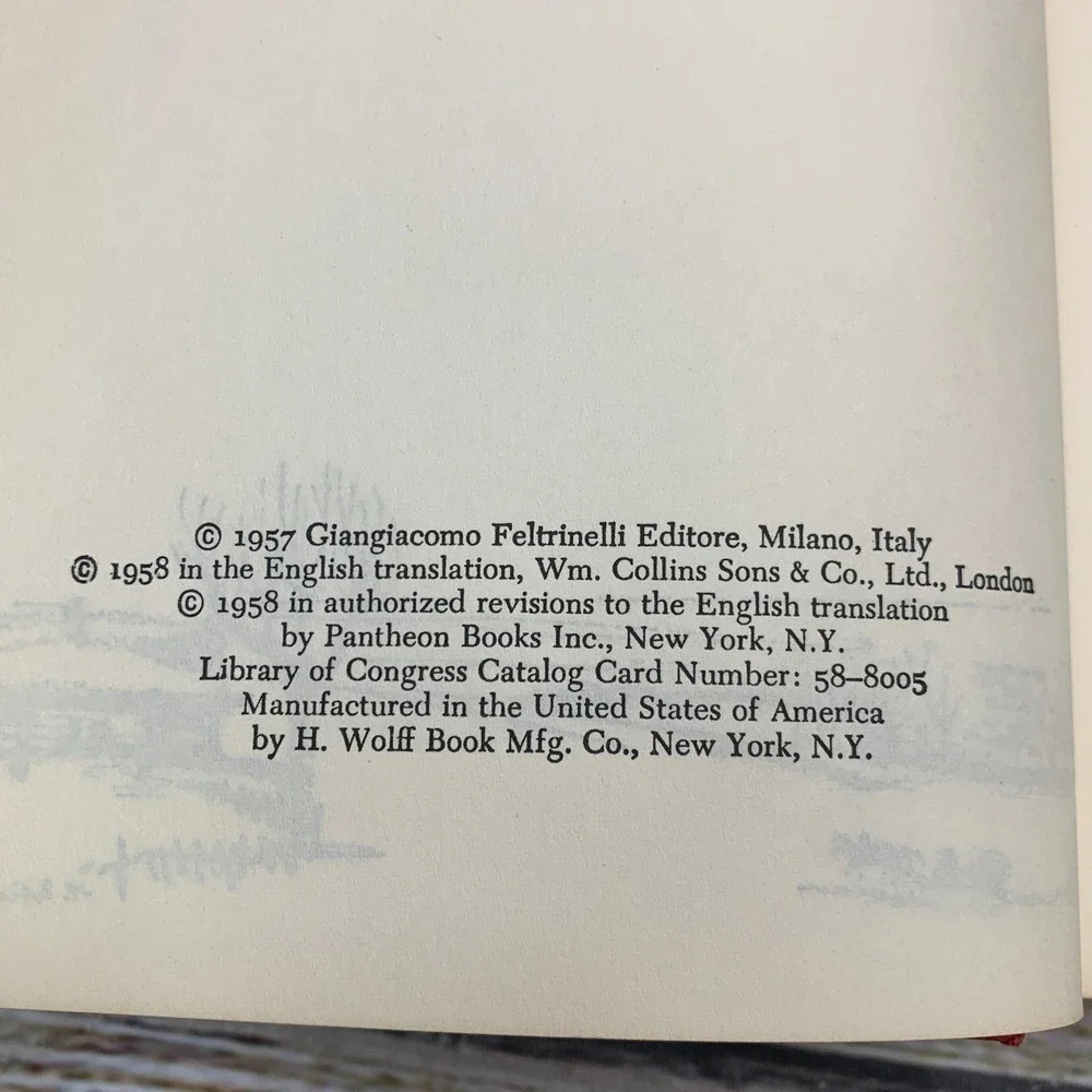 Doctor Zhivago Boris Pasternak Pantheon Books‎ 1958 Hardcover